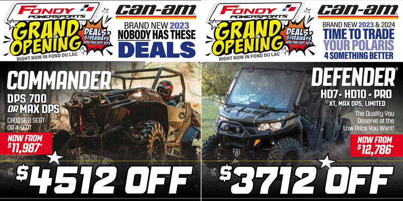 lowest price new Can-Am Commander DPS 700 and MAX DPS and Defender HD7 HD10 Pro UTV in WI IL MI 